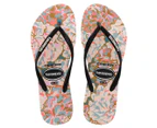 Havaianas Women's Petals Slim Thongs - Black/Multi