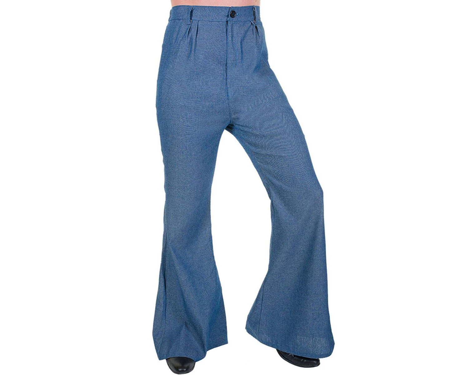 70s Denim Look Mens Bell Bottom Costume Pants