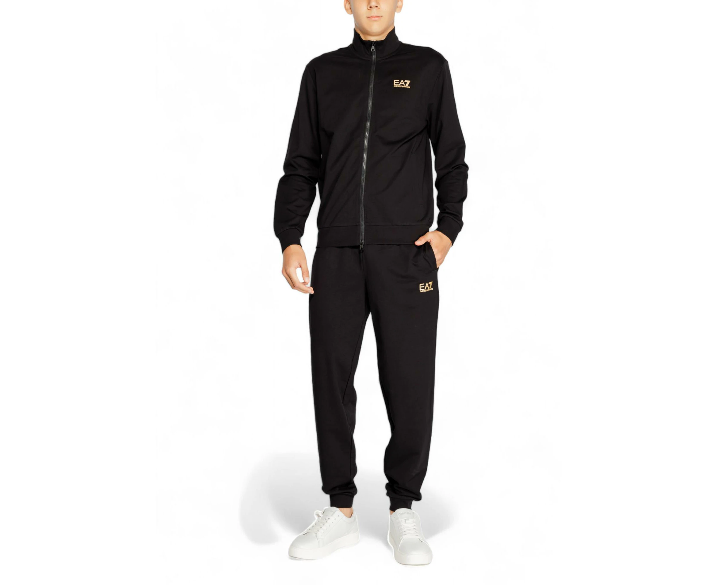 EA7 Men's Logo Zip Through Tracksuit - Black