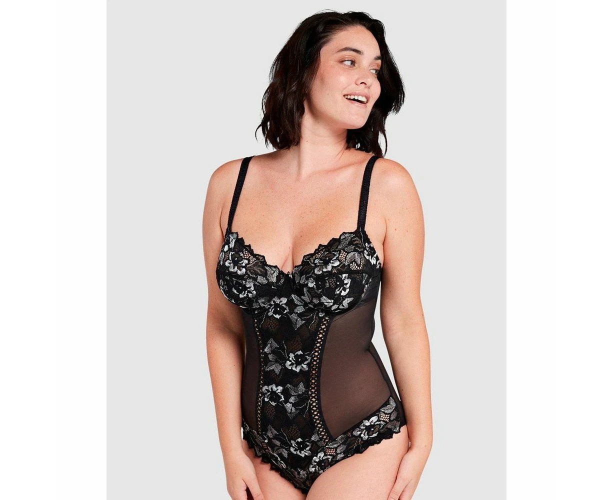 Sans Complexe Arum Gala Underwired Lace Bodysuit in Black Grey White