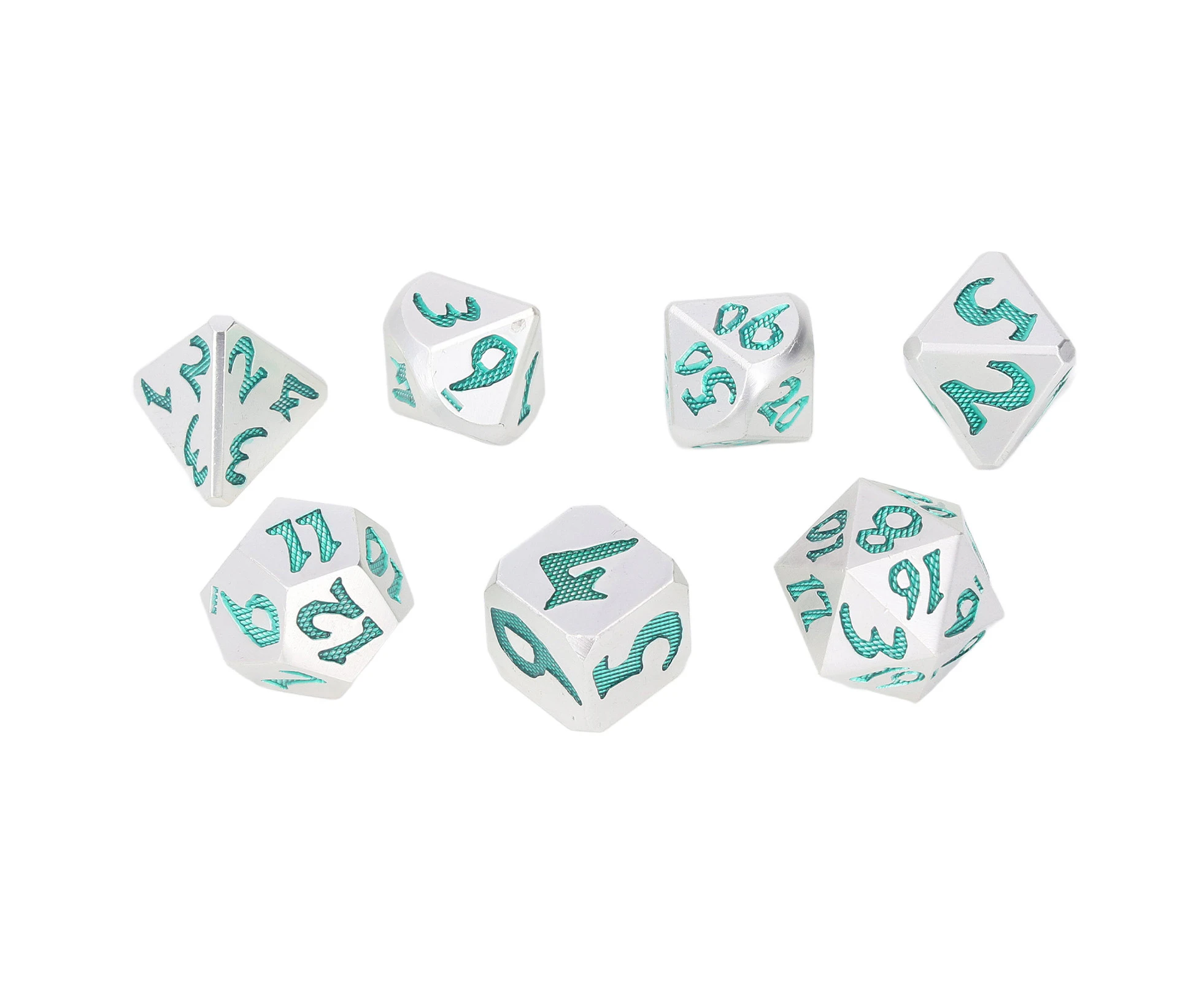 7pcs Rolling Dice Set Polyhedral Metallic Role Playing Decoration Dices Kit for Game Teaching