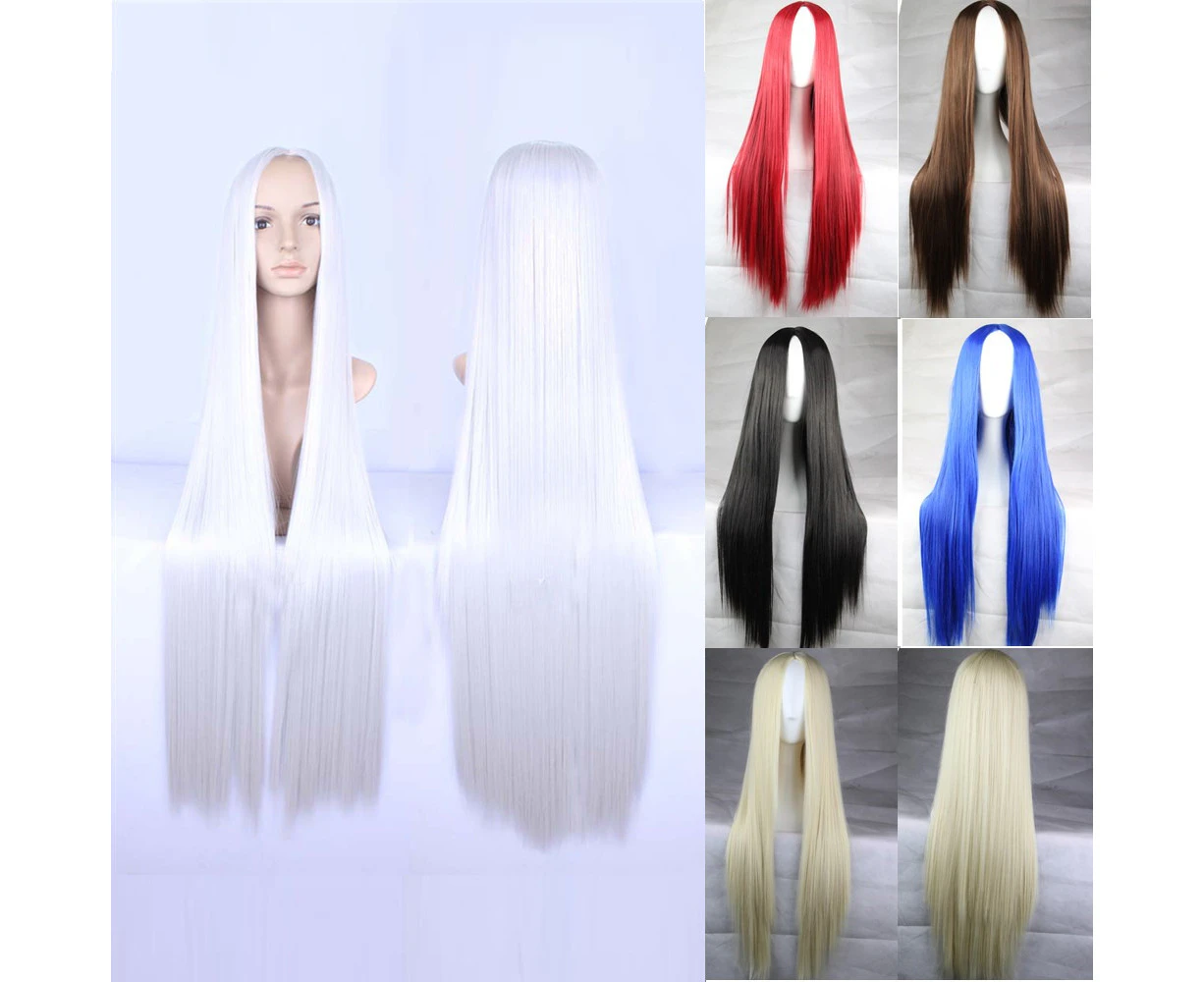 75cm Straight Sleek Long Synthetic Cosplay Costume Wigs Party Womens Gift-Blue