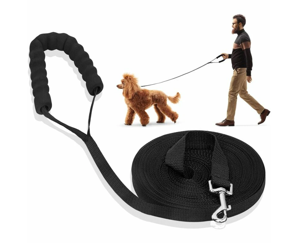 Dog Training Leash Dog Lead Strap Long Leash with Padded Handle for Small to Large Dogs -10M, Black