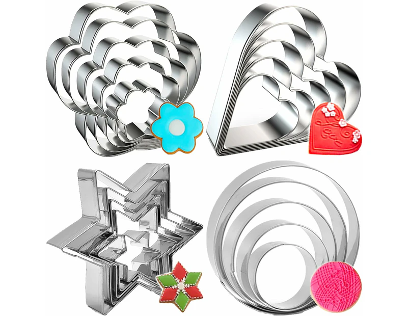 Set of 20 cookie cutters, stainless steel cookie cutters