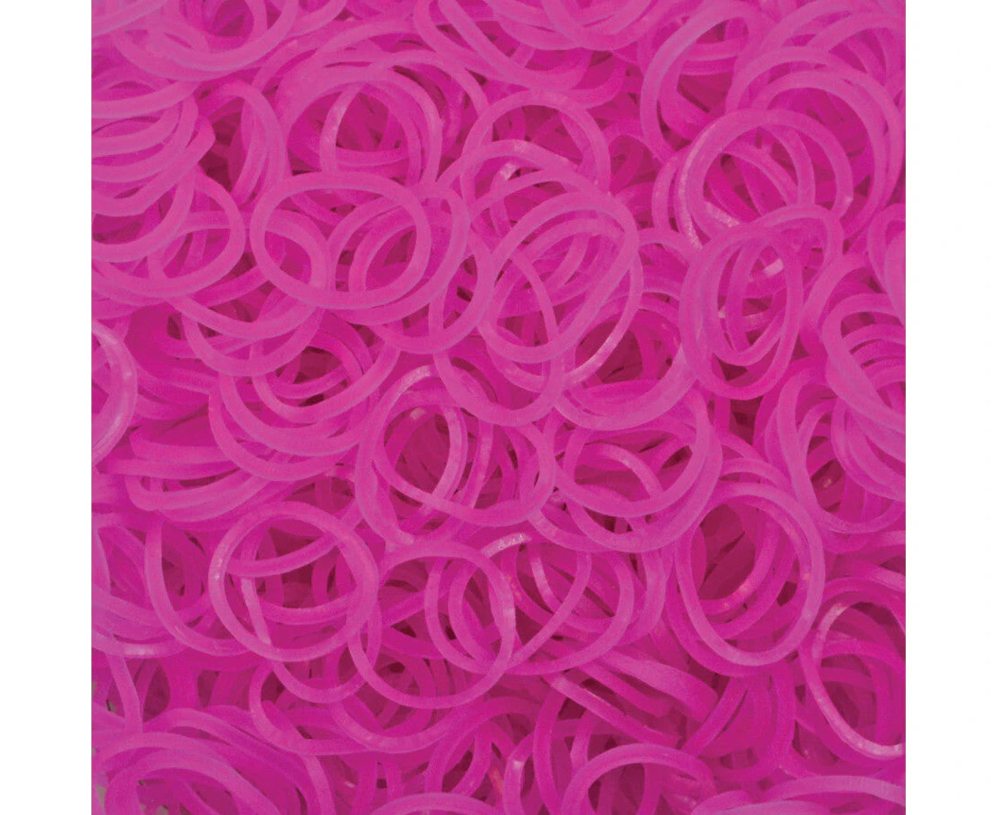 4800 LOOM BANDS Rubber Refill Kit DIY Magical Bracelet 192 S Clips 16 Hooks BULK - Plain Hot Pink