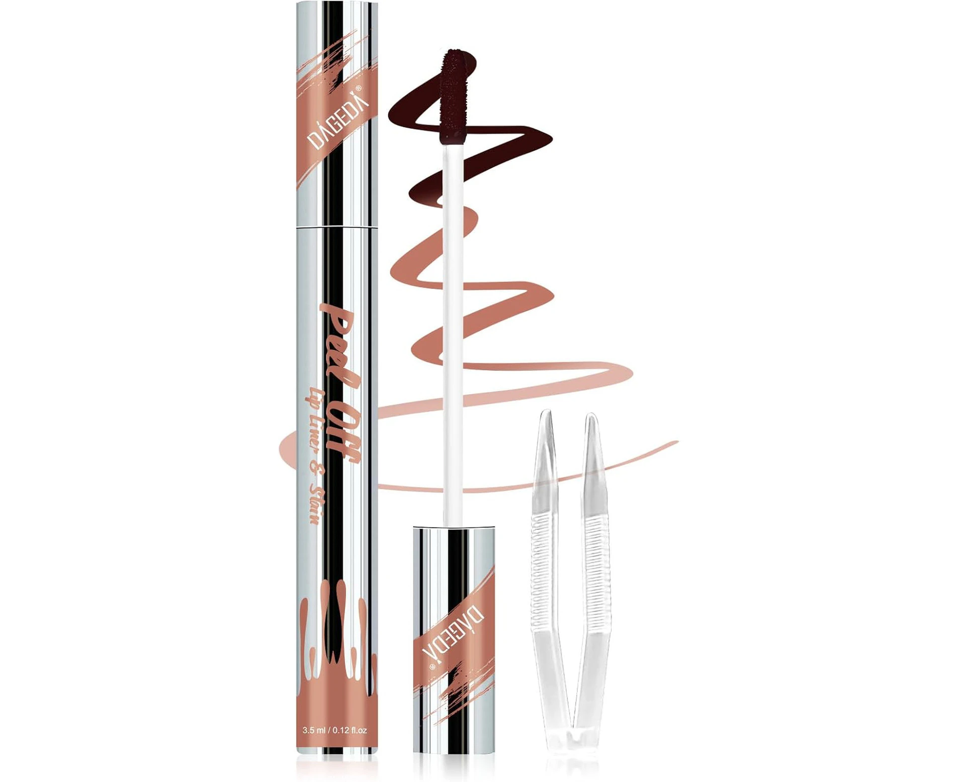 DAGEDA Peel Off Lip Liner Stain, Tattoo Lip Liner Peel Off Lip Stain with Tweezer, Transfer Proof, Waterproof, Long Lasting Lip Stain, Highly Pigmented Mat