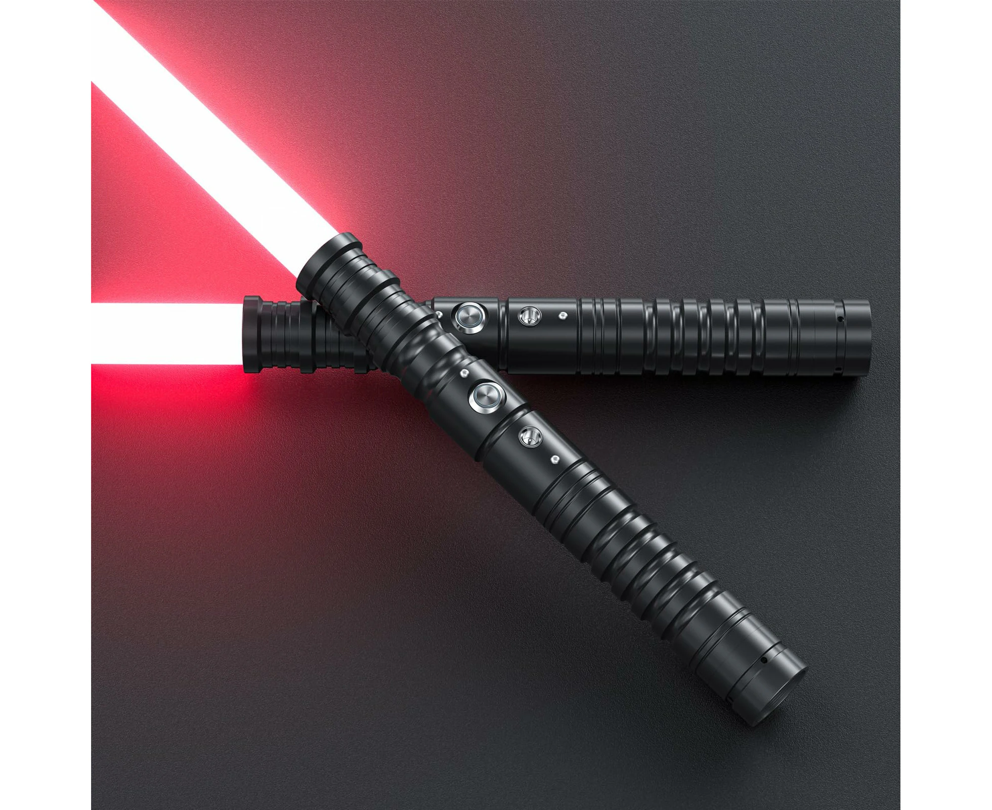 AVITONG 2-in-1 Dual RGB Lightsaber features 11 colors and sound effects, with a durable handle and rechargeable battery (Black handle)