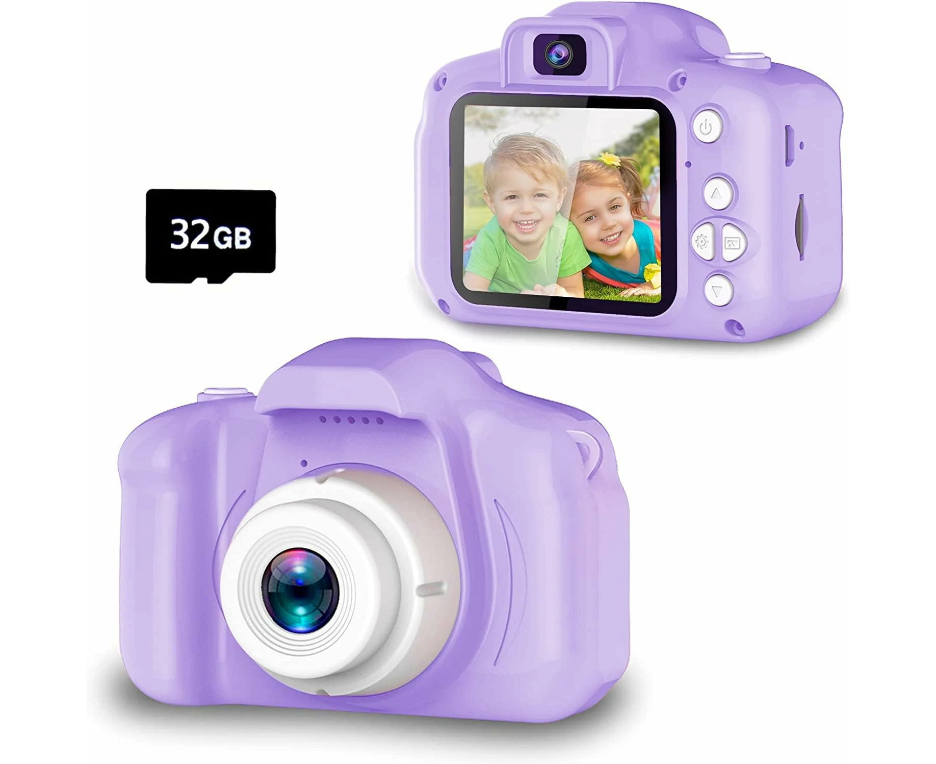 AVITONG Kids HD Digital Camera, Selfie Capability, Portable Toy, Christmas and Birthday Gift, with 32GB SD Card (Purple)