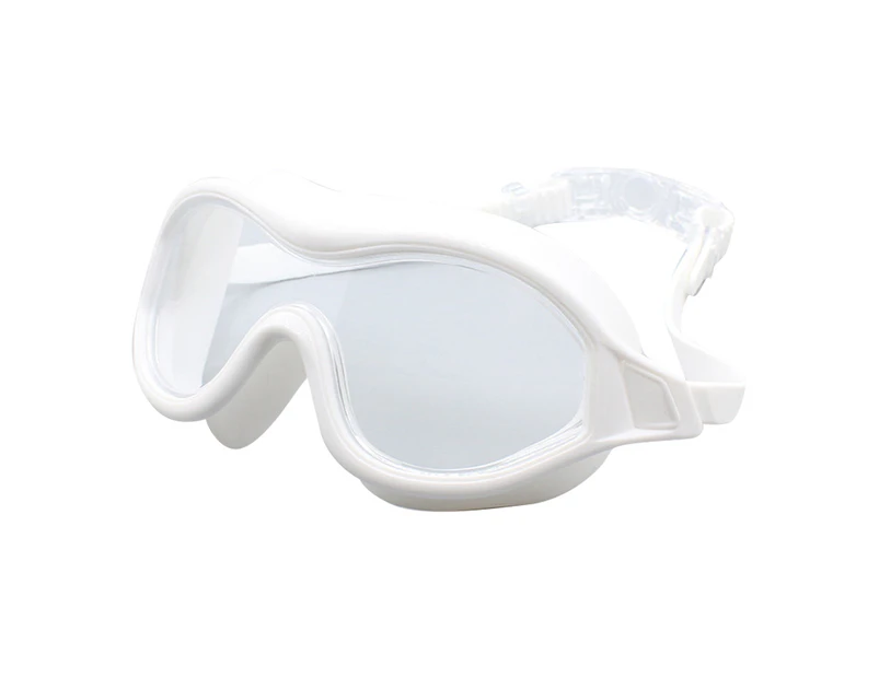 Large Frame Swimming Goggles, High-Definition Anti-Fog Goggles, Adult One-Piece Swimming Goggles For Men And Women,White