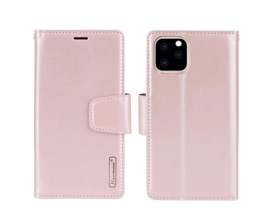 For Apple iPhone 16 Pro Max Genuine Hanman 2 in 1 Detachable Magnetic Flip Leather Wallet Cover Case (Rose Gold)