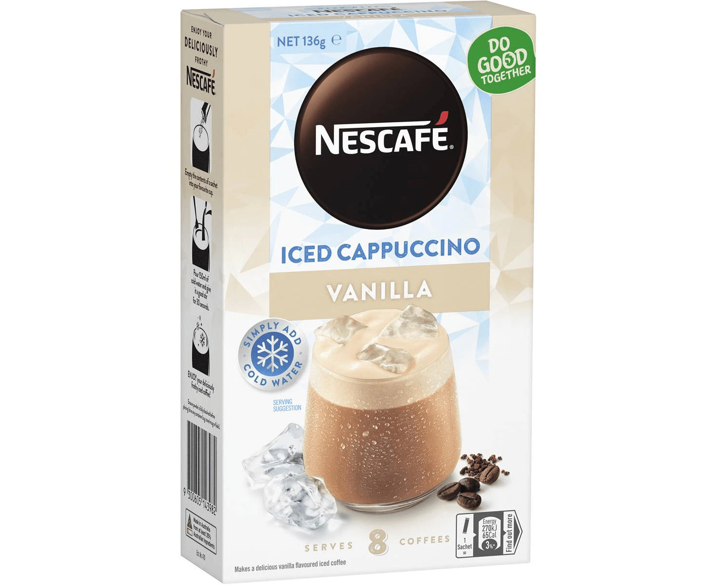 Nescafe Iced Coffee Cappuccino Vanilla Sachets 8 Pack