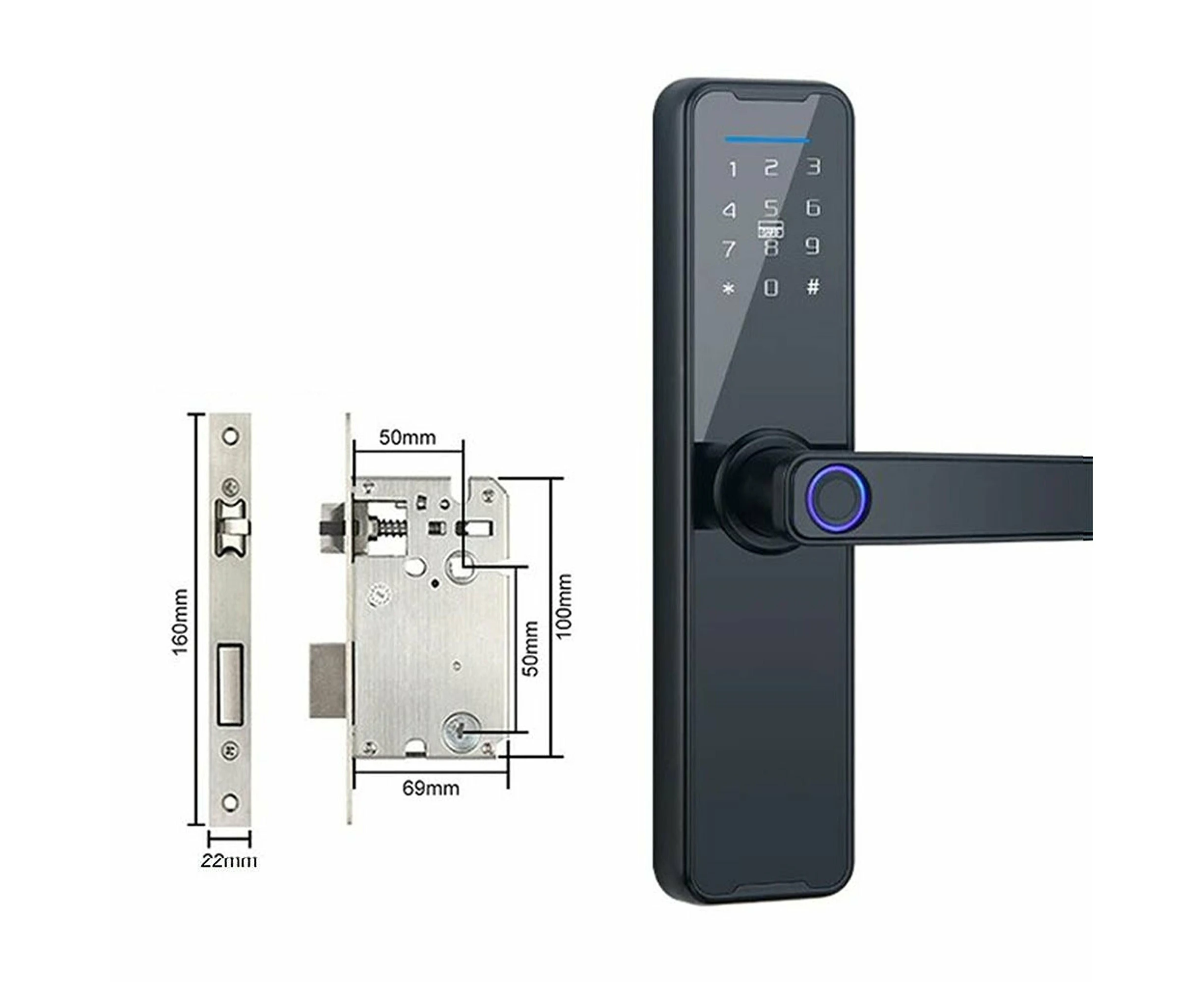 Electronic Digital Smart Door Lock Fingerprint WIFI Password Key Security Lock - Black WIFI