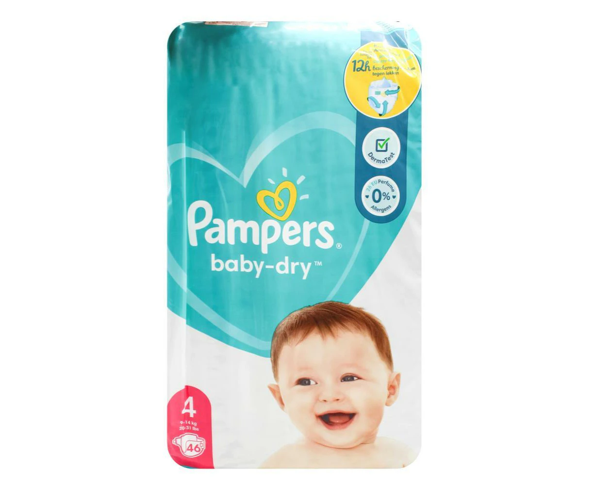 Pampers Baby Dry Nappies (9kg-14kg) Size 4 Toddler Pack of 46's