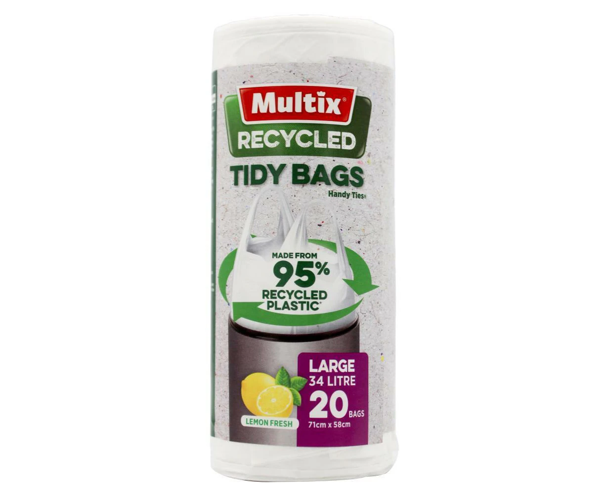 Multix Recycled Tidy Bags Lemon Fresh Large 34L - 71cm x 58cm Pack of 20's