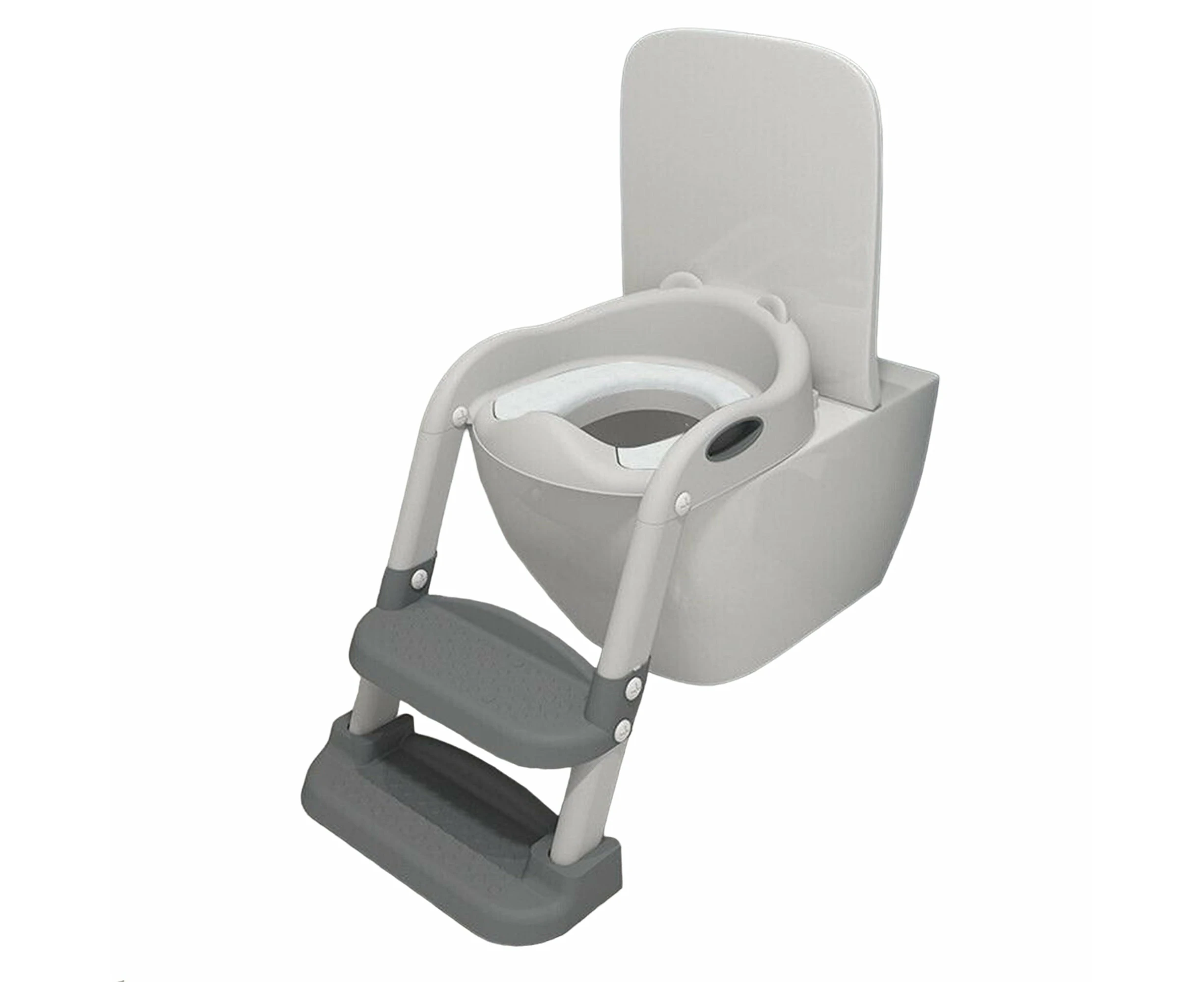 Kids Potty Training Toilet With Soft Seat Step Stool Ladder Safety Toilet Seat - Grey