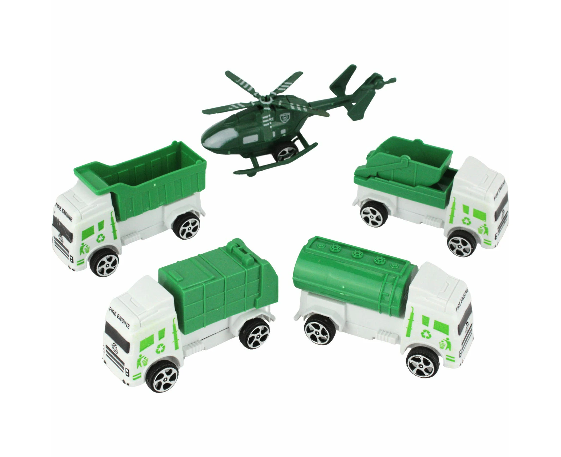 Pack of 5 Pull Back Rubbish Trucks