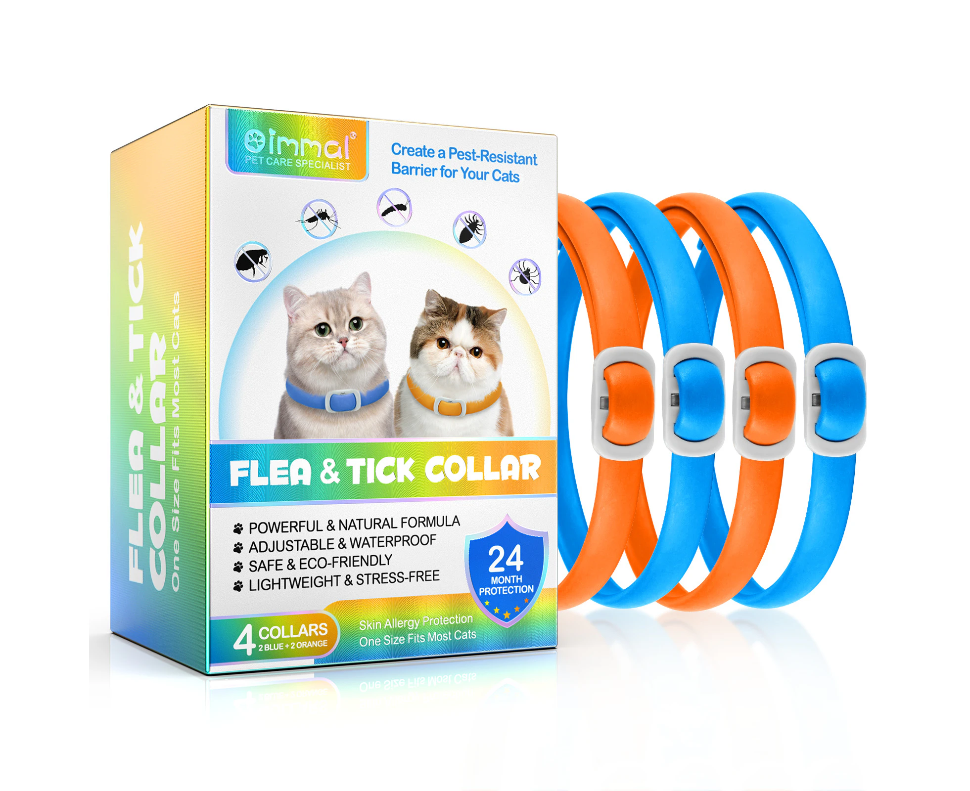 Oimmal Cat Flea & tick collar (blue+orange)