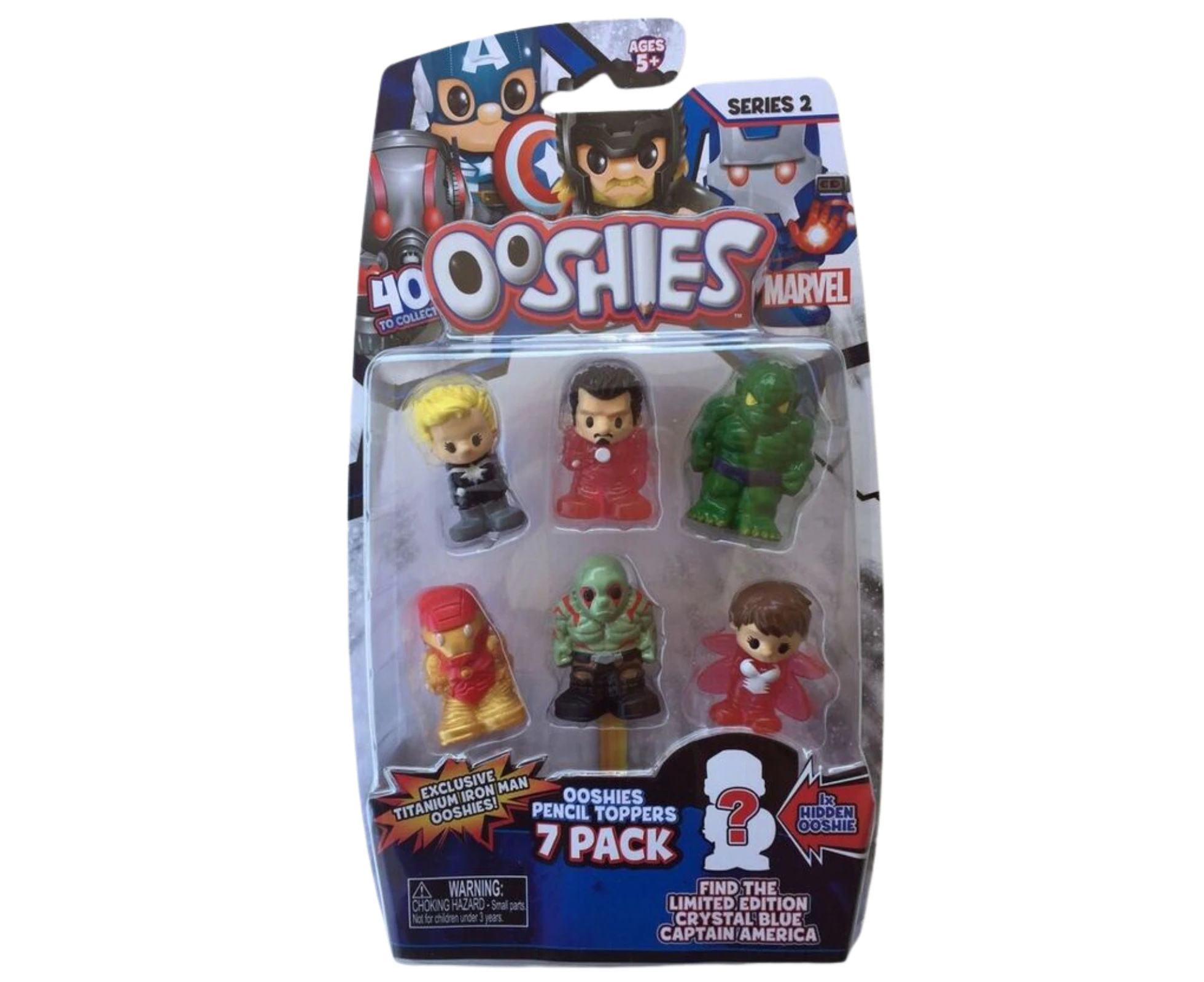 Ooshies Marvel Series 2 Pencil Toppers Action Figures - 1 Pack of 7