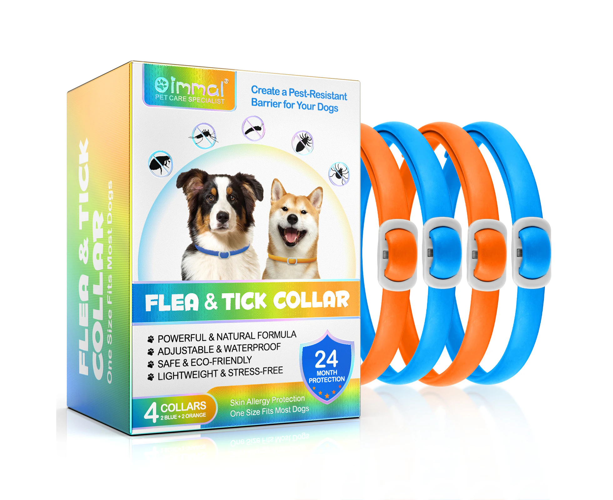 Oimmal Dog Flea & tick collar (blue+orange)