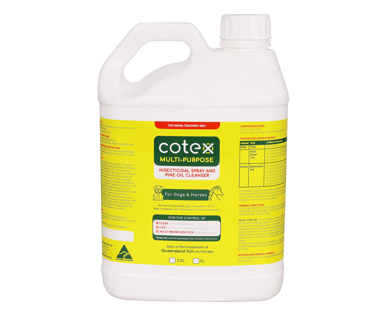 Cotex Multi-Purpose Insecticidal Dogs & Horses Spray & Pine Oil Cleanser 5L