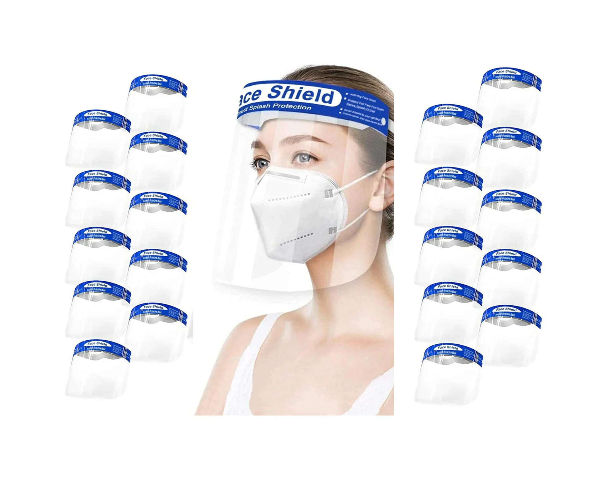 20x Safetyware Safety Full Face Shield Mask Clear Protector Anti Fog Cover Bulk