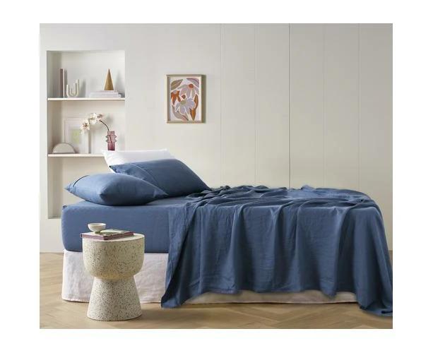 Vintage Design Homewares Brilliant Blue French Linen Sheet Set - Brilliant Blue