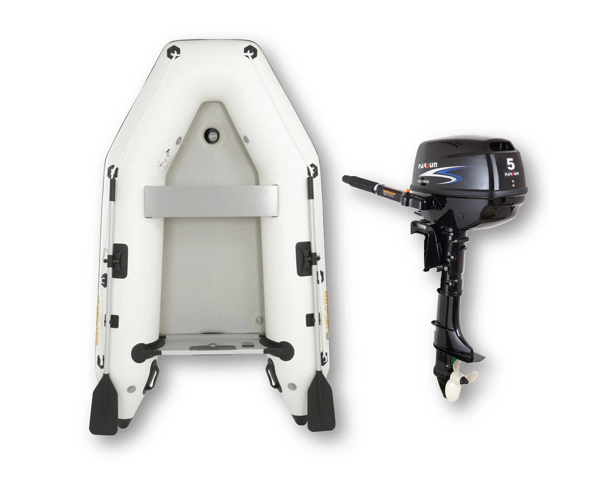 2.6m ISLAND INFLATABLE BOAT + 5HP PARSUN OUTBOARD  UNBEATABLE PACKAGE DEAL