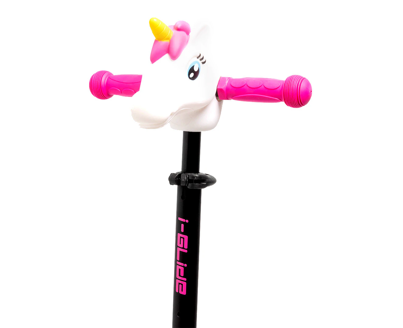 I-GLIDE 3 Wheel Kids Scooter with Unicorn Head - Black/Pink