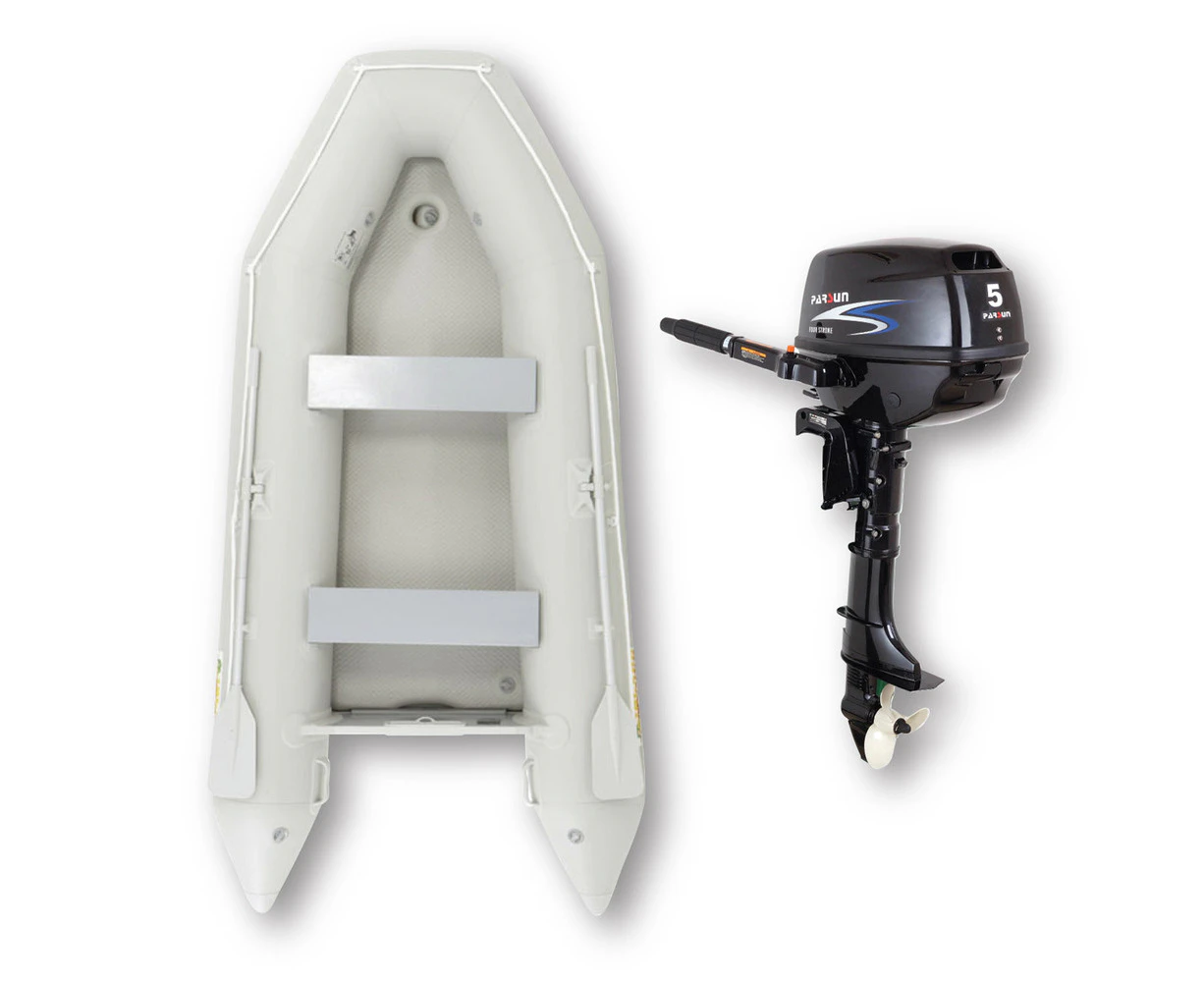 3.3m ISLAND INFLATABLE BOAT + 5HP PARSUN OUTBOARD  UNBEATABLE PACKAGE DEAL