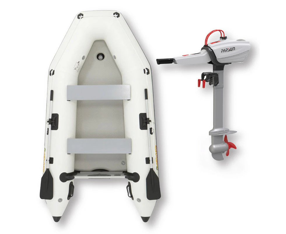 2.9m ISLAND INFLATABLE BOAT + 3HP Parsun JOY ELECTRIC OUTBOARD MOTOR  PACKAGE