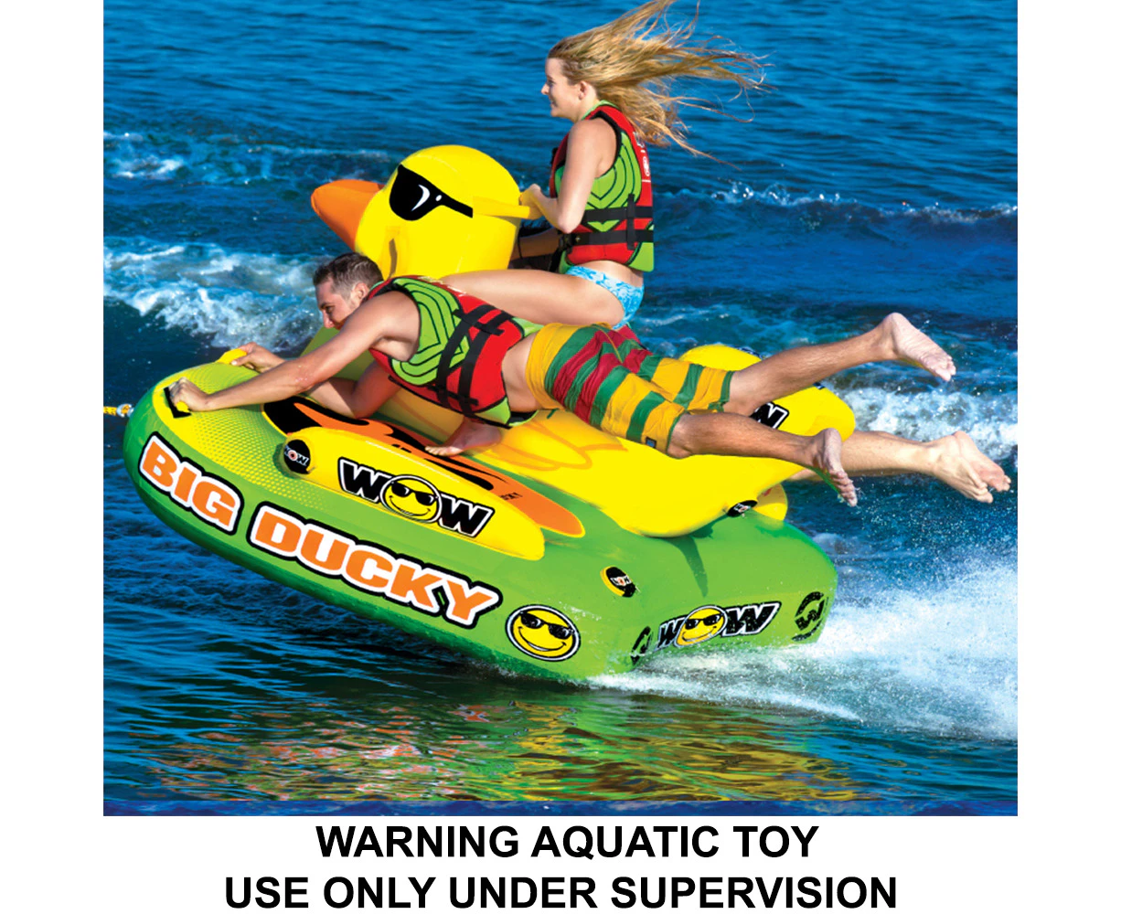 Wow Watersports Big Ducky 3 Person Inflatable Towable Water Ski Tube 18-114