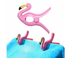 2Pcs Portable Beach Towel Clamp Laundry Quilt Retaining Clip Clothes Pegs Flamingo Style