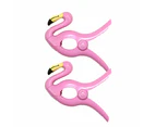 2Pcs Portable Beach Towel Clamp Laundry Quilt Retaining Clip Clothes Pegs Flamingo Style