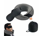 Travel Pillow Set Memory Foam Neck Pillow with Earplugs and Eye Mask Dark Gray