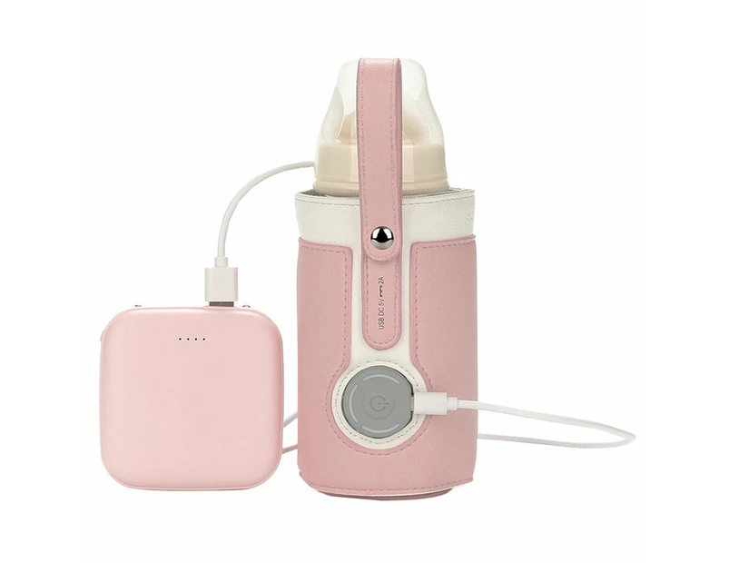 Adjustable USB Baby Milk Bottle Warmer Portable Travel Heater Feeding Milk Pouch Bag Insulation Bag Pink