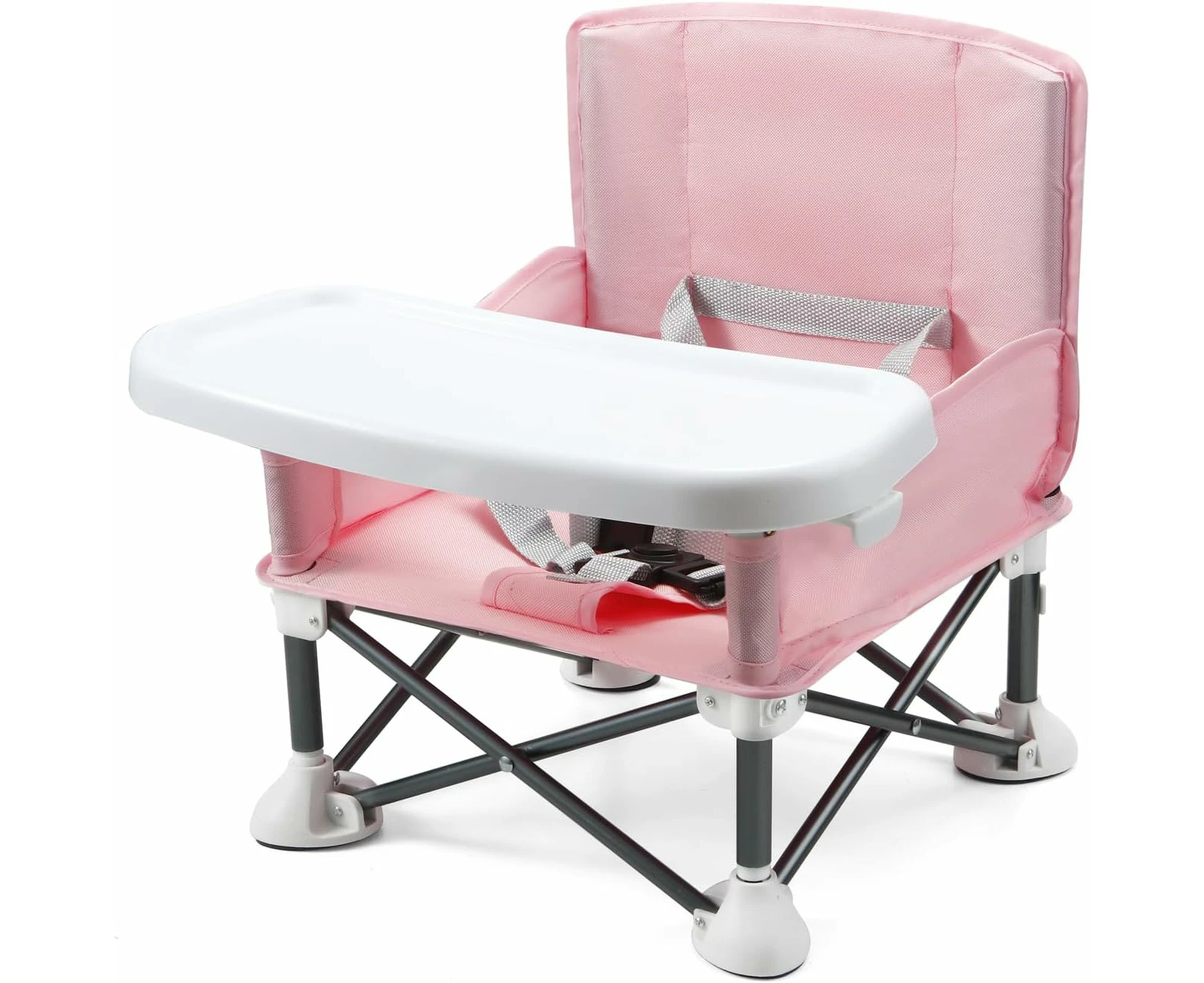 Portable Baby Booster Seat High Chair Travel Highchair for Camping, Beach, Lawn - Pink