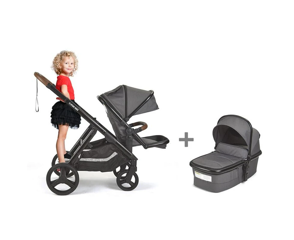 Star Kidz Adaptii Pram with Bassinet- Grey