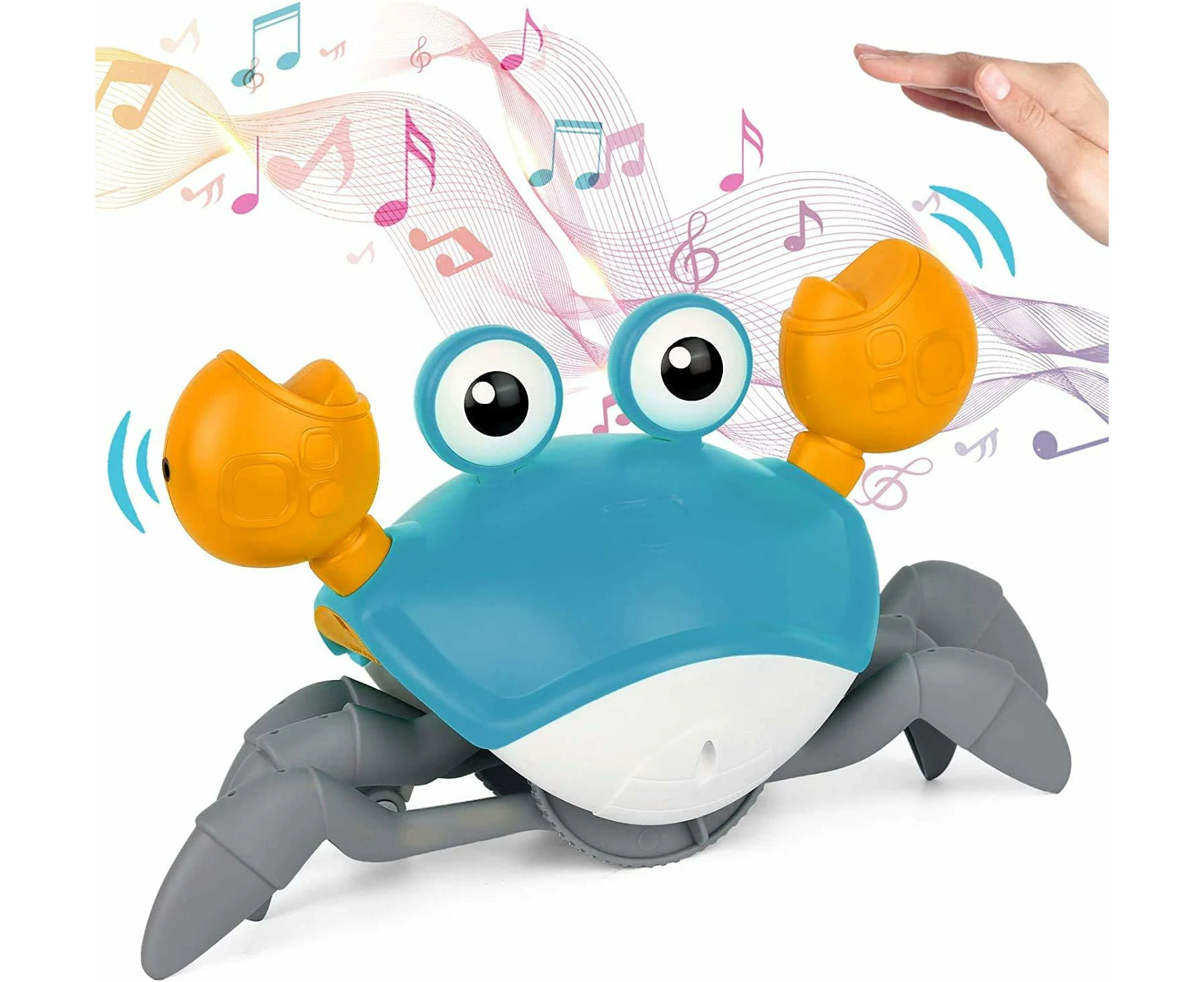 Interactive Crawling Crab Baby Toy - Music, LED Lights, Tummy Time Fun, Obstacle Avoidance, Perfect for Toddlers and Kids