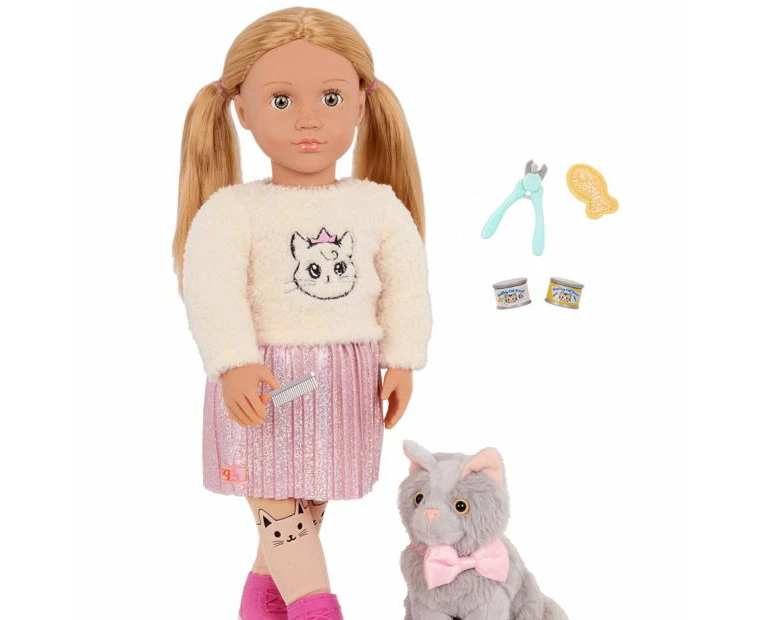 Our Generation Sheela 18-inch Doll & Pet Cat Plush Set