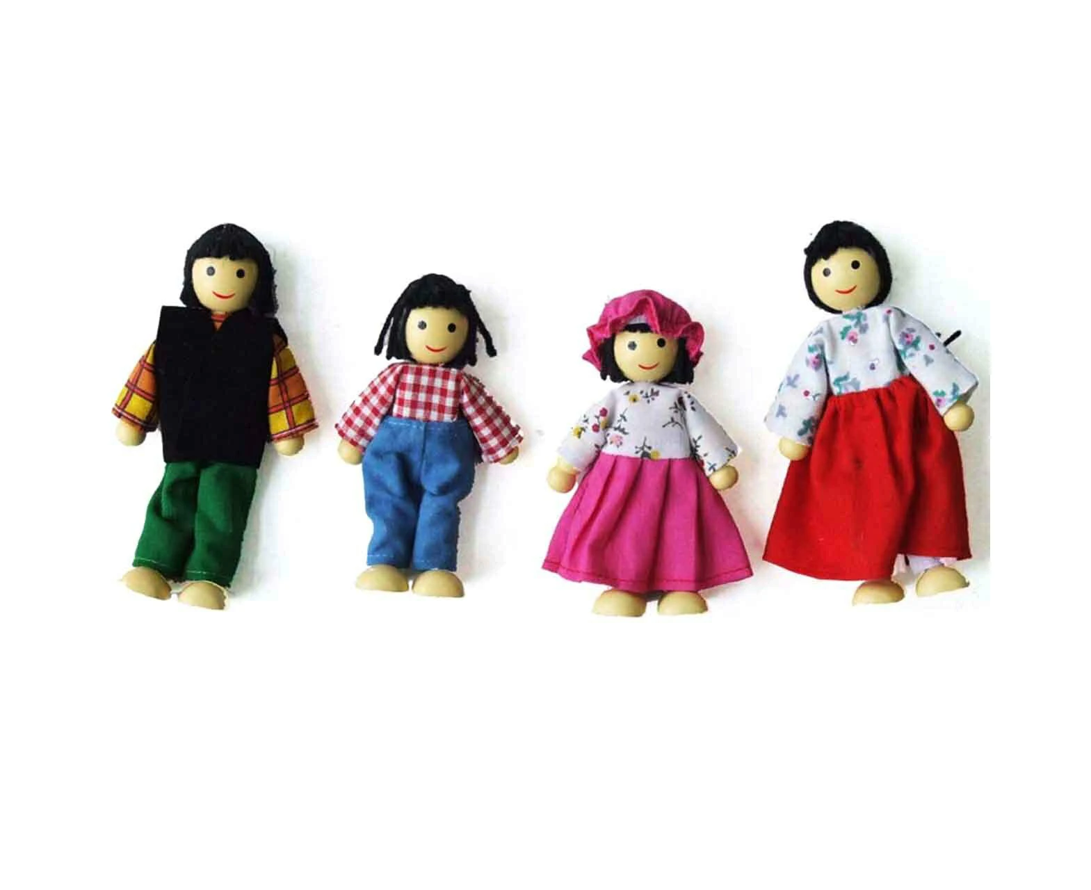 Wooden Doll Family 4pc Asian