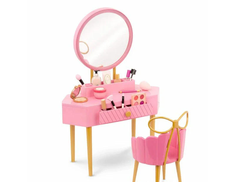 Our Generation Fabulous Fun Vanity Set Pink Vanity Table & Accessories for 18-inch Dolls