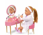 Our Generation Fabulous Fun Vanity Set Pink Vanity Table & Accessories for 18-inch Dolls