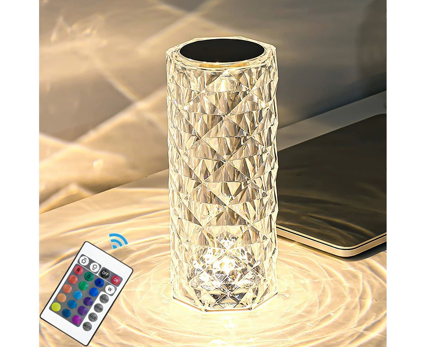 Crystal Diamond Table Lamp,Touch Control Bedside Lamp ,16 Color Changing LED Light for Bedroom Living Room