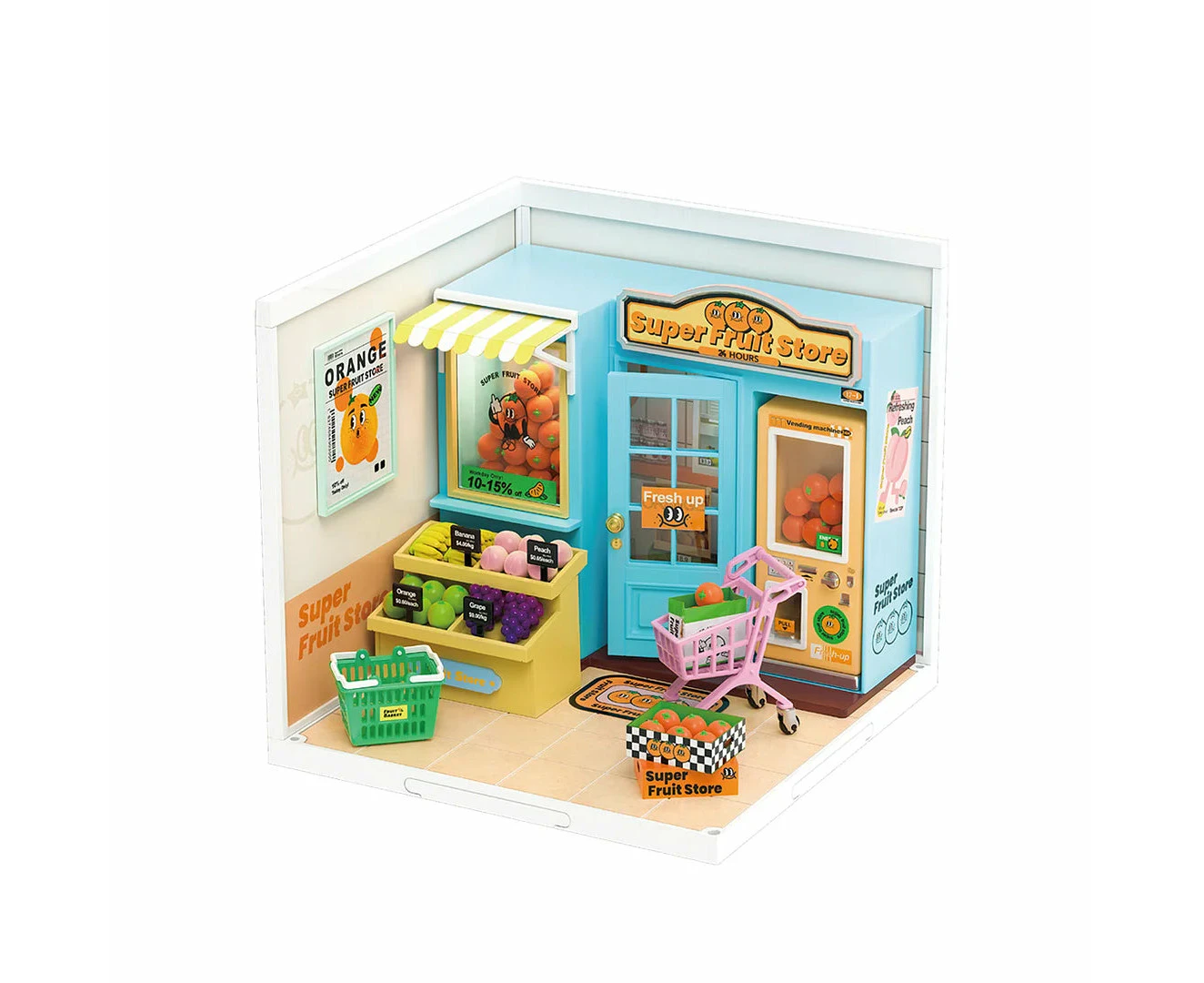 Rolife Super Creator Super Fruit Store Plastic DIY Miniature House Kit DW003 Toy Gift for Children Adult