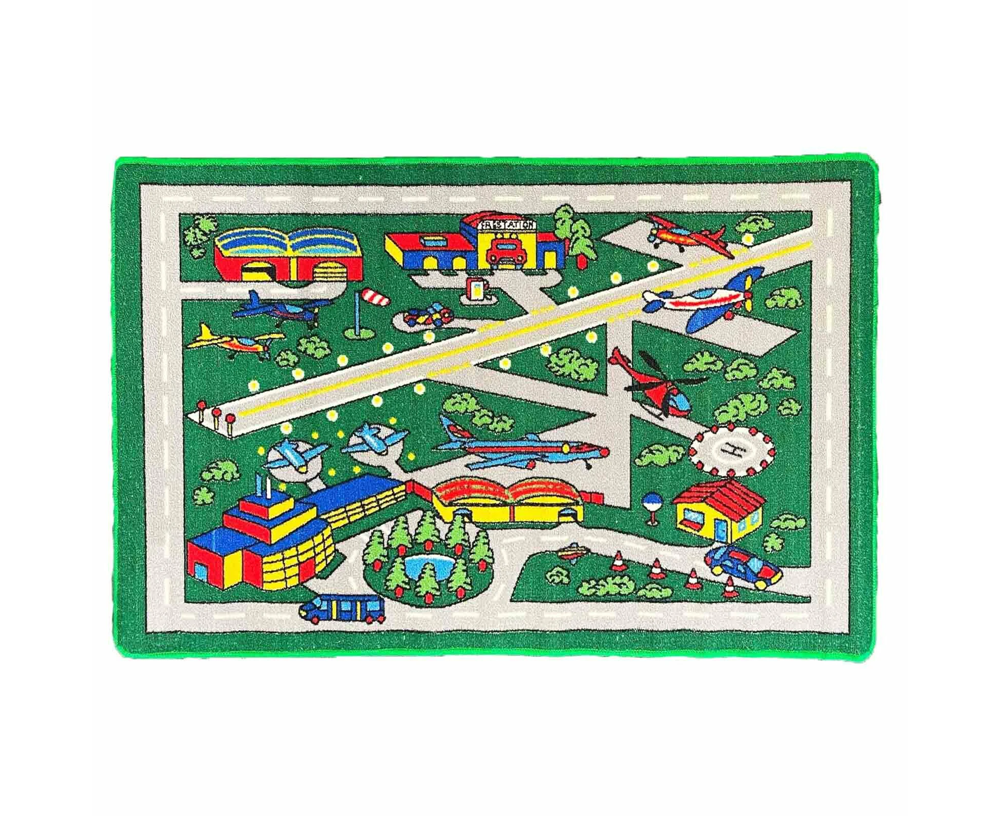 Kids Express - Airport - Planes Play Mat Rug - Washable & Non-Slip - 80x125cm