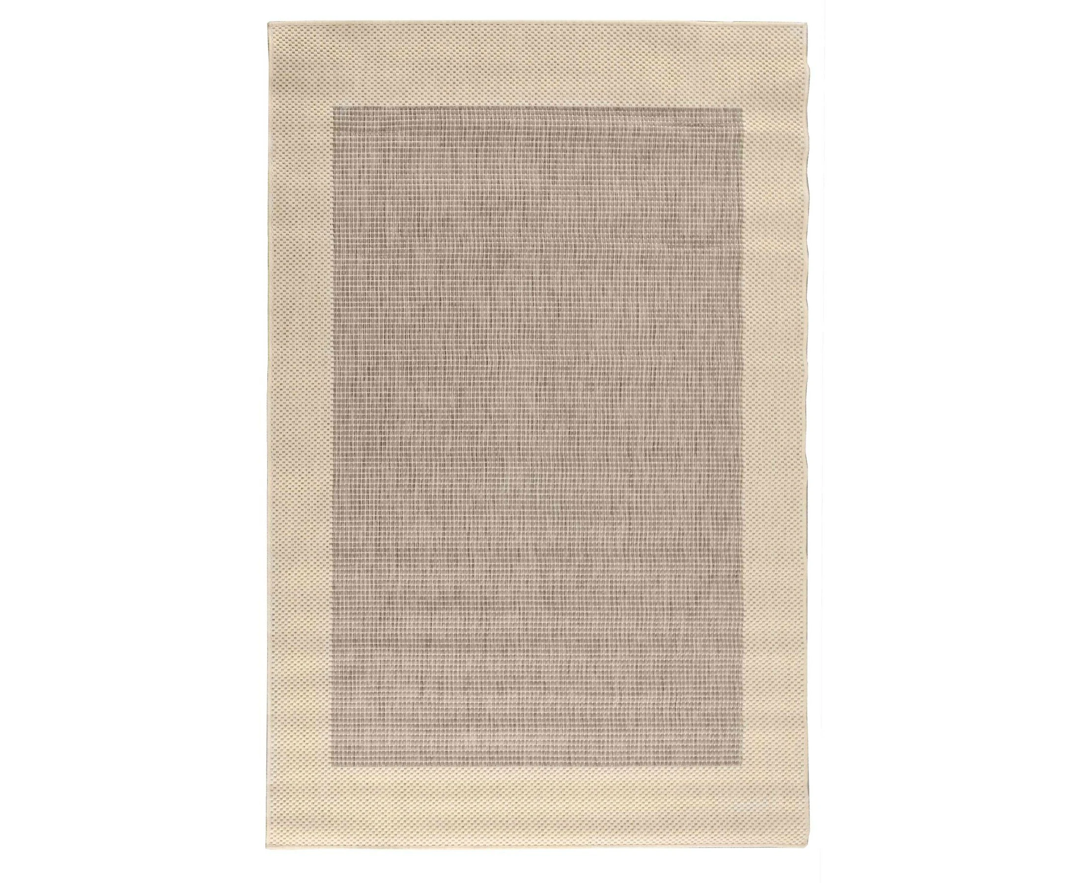 Lisboa Dot Border Brown Beige Indoor/Outdoor Non-Slip Flatwoven Rug - 5 Sizes