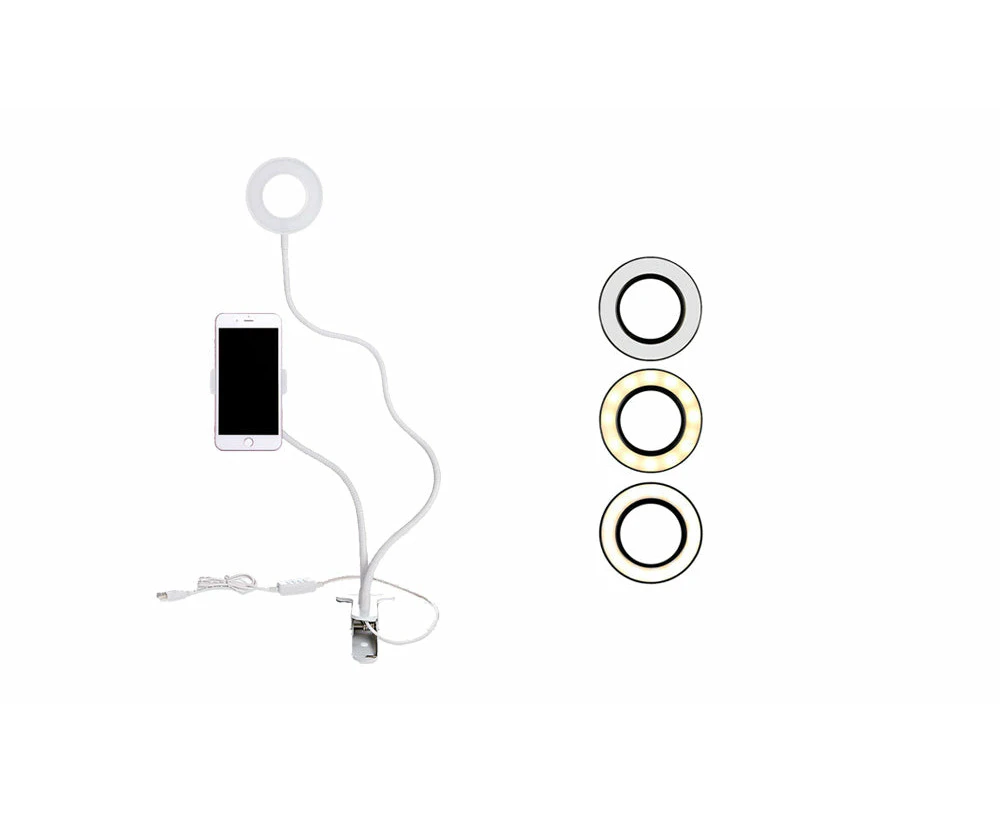 Adjustable USB LED Ring Clip light White