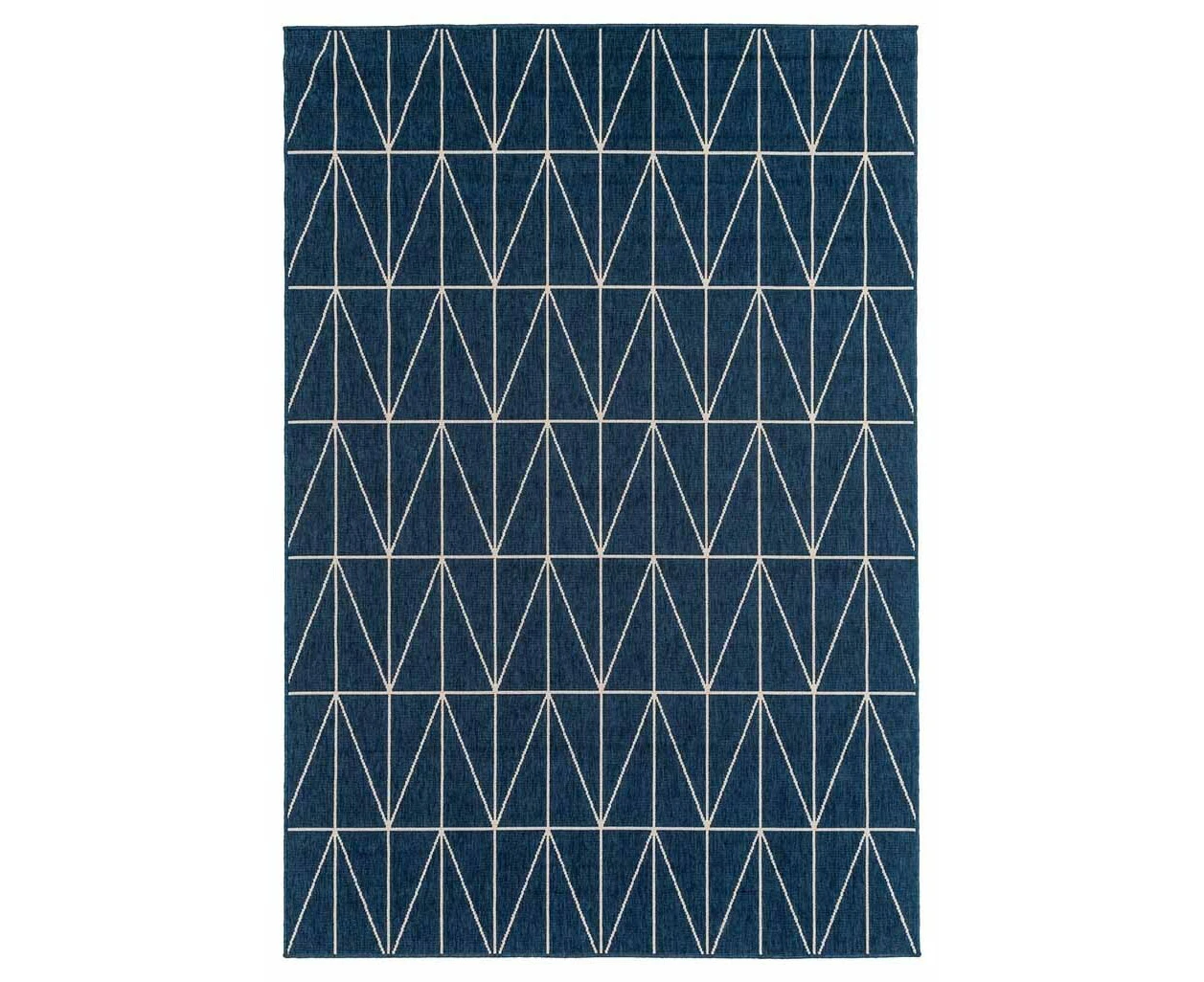 Laurel Chevron Blue Ivory Outdoor Floor Rug - 2 Sizes