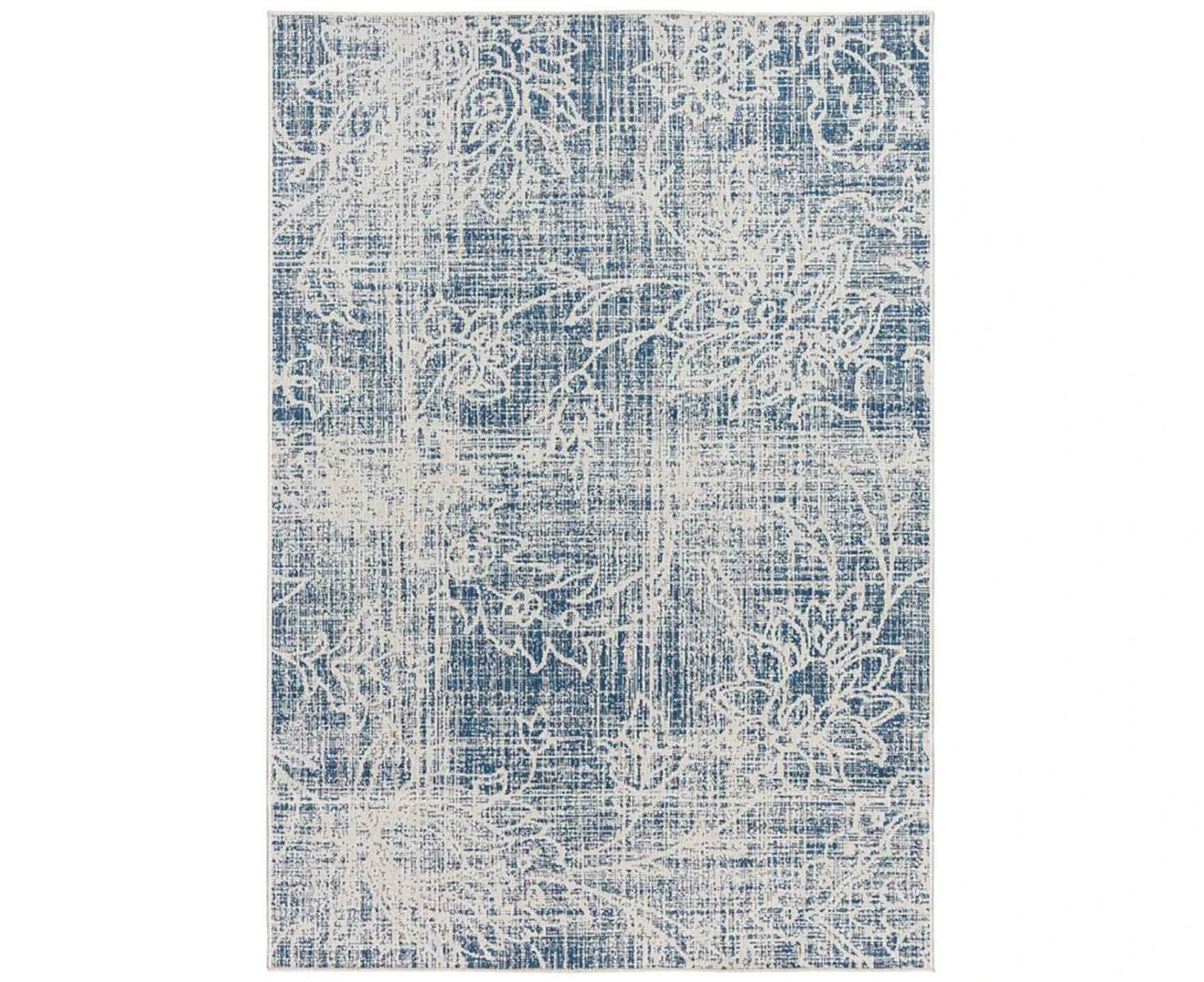 Brighton Floral Reversible Outdoor Blue Ivory Rug