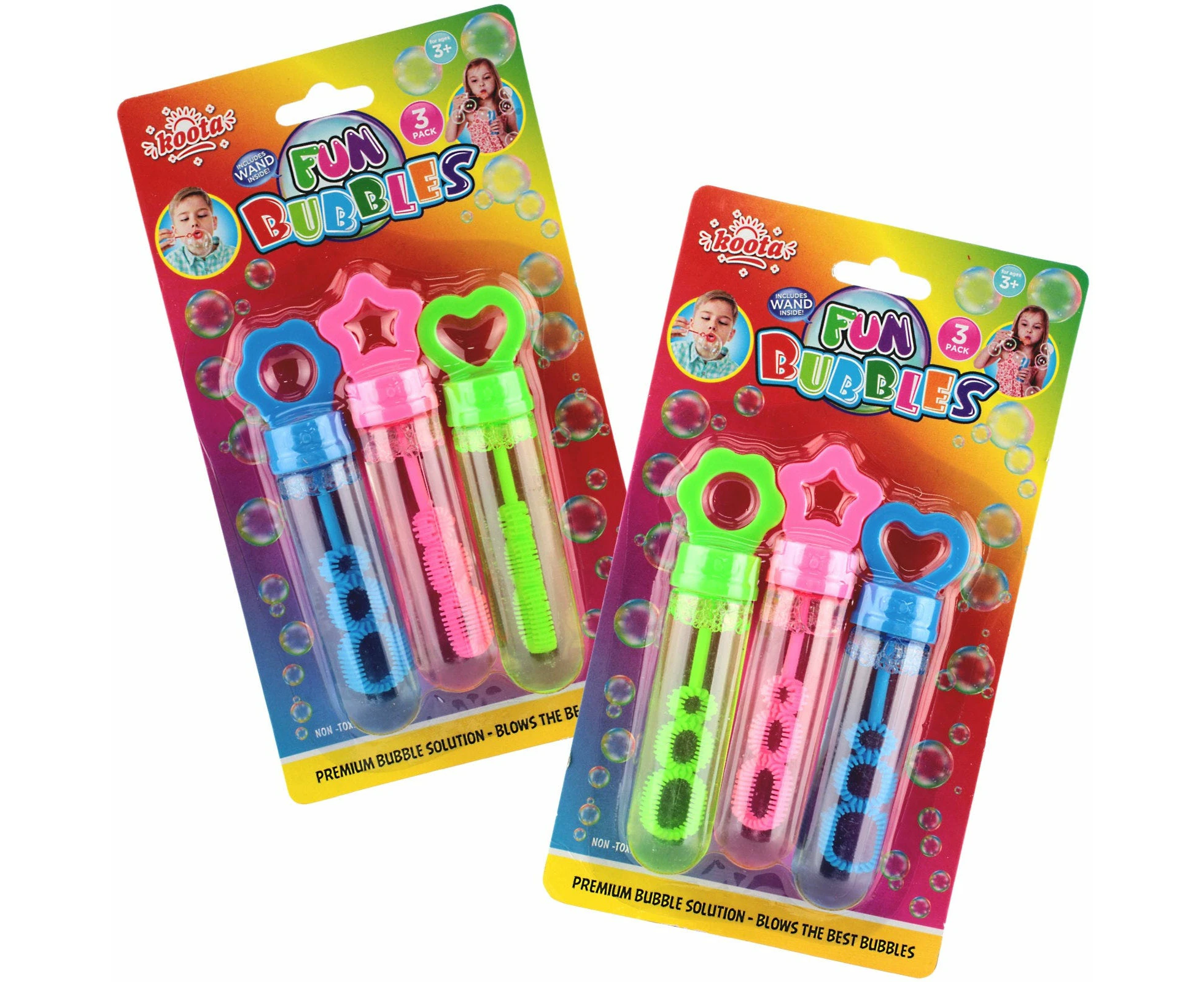 Assorted Coloured Bubble Wands (Pack of 3)